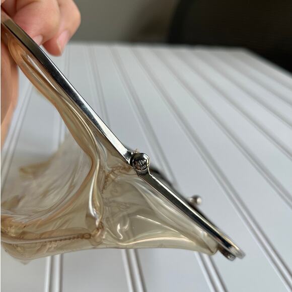 Vintage Clear Vinyl Purse Cluth ornate metal frame kiss lock 60's 70's - Picture 8 of 10